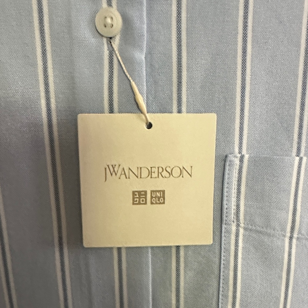 JW ANDERSON Uniqlo Light Blue Striped Button Down Shirt - Picture 6 of 6